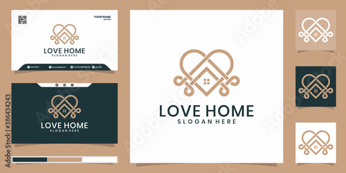 luxury Love home logo design and Business card vector template