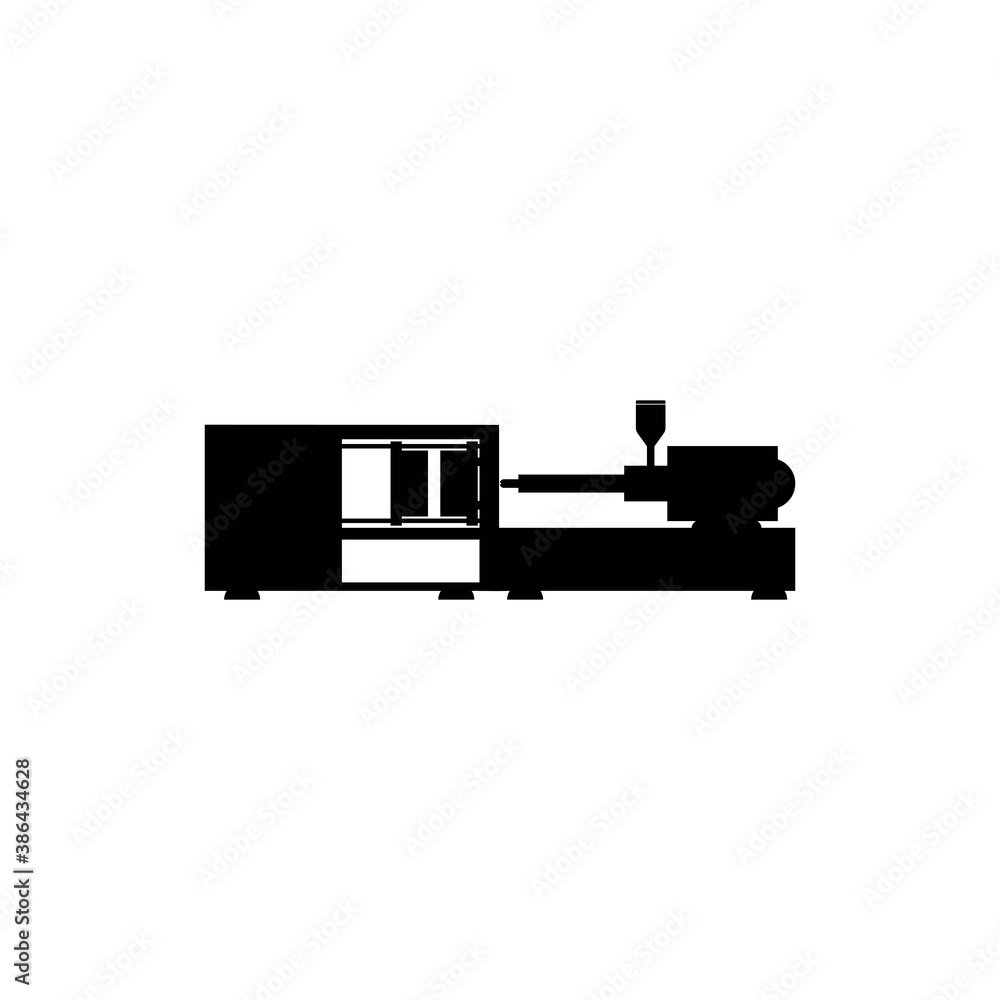 Vector diagram of an electric or hydraulic injection molding machine for plastic and polymer processing. Vector diagram of an electric or hydraulic injection molding machine for plastic and polymer processing.