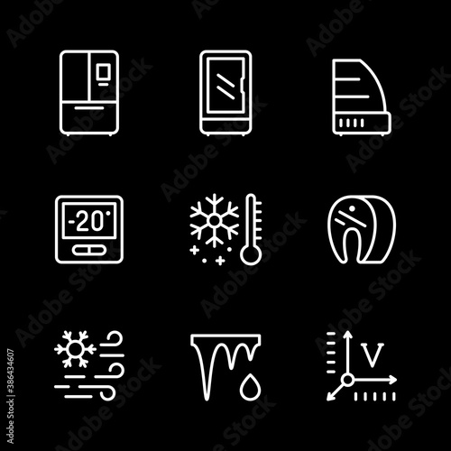 Set line icons of fridge