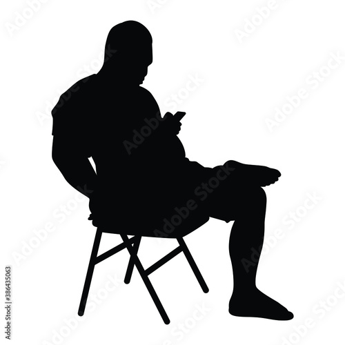 Man sit on chair  silhouette vector