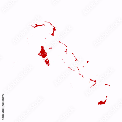 High Detailed Red Map of Bahamas on White isolated background, Vector Illustration EPS 10