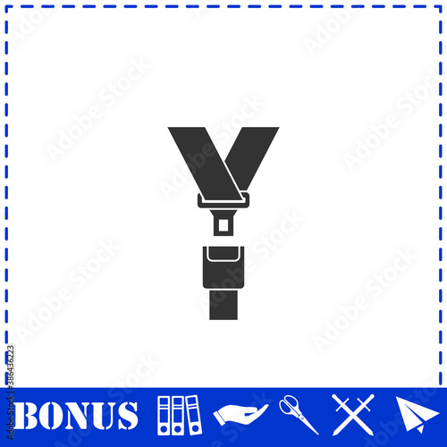 Safety belt icon flat