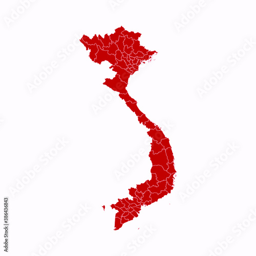 High Detailed Red Map of Vietnam on White isolated background, Vector Illustration EPS 10