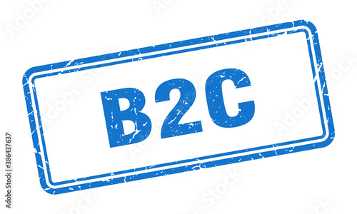 b2c stamp. square grunge sign on white background