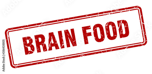 brain food stamp. square grunge sign on white background