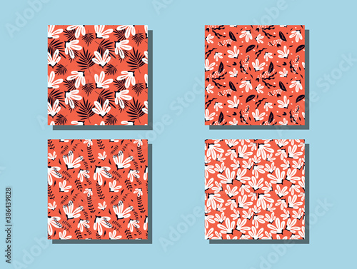 Seamless pattern with abstract flowers. Set with vector prints. photo