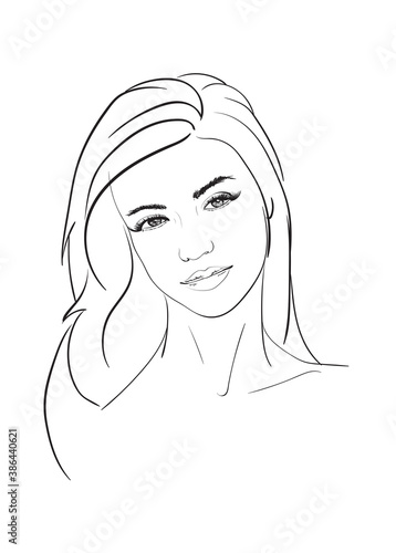 beautiful woman face hand drawn vector illustration sketch