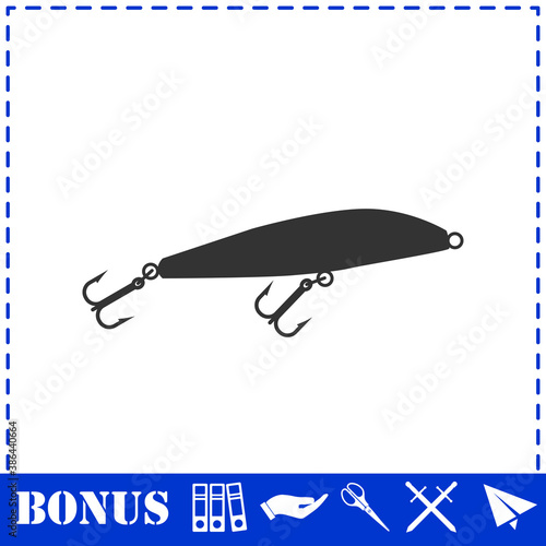 Fishing tackle icon flat