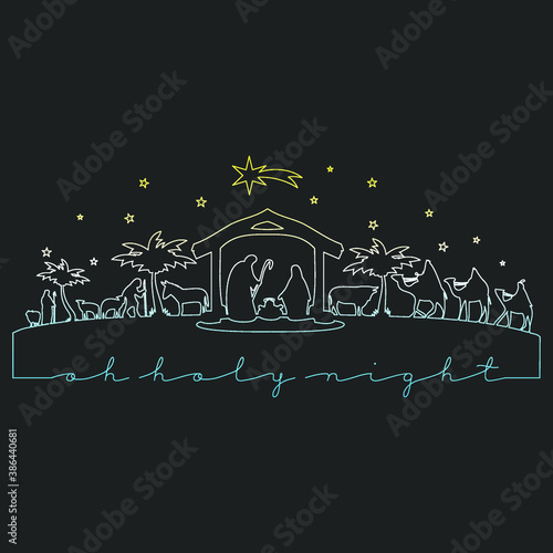 Nativity Scene Silhouette. Holidays Christmas Religion. Holly Night Characters. Cut File Design. Vector Clip Art.