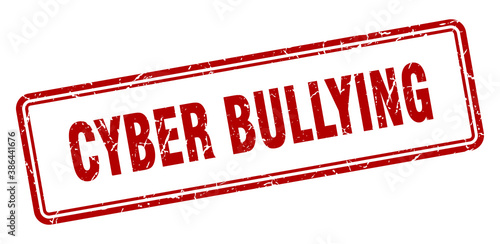cyber bullying stamp. square grunge sign on white background