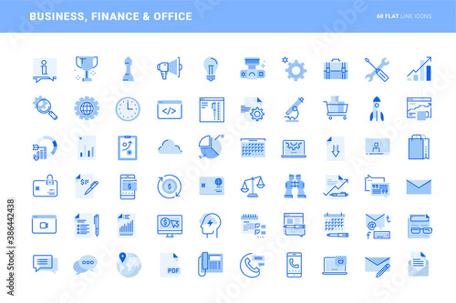 Set of flat line icons of business finance and office. Vector concepts for website and app design and development, business presentation and marketing material.