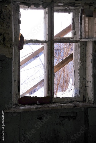 abandoned building window