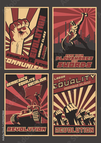 Revolution, Equality, Labor! Old Soviet Propaganda Posters Stylization