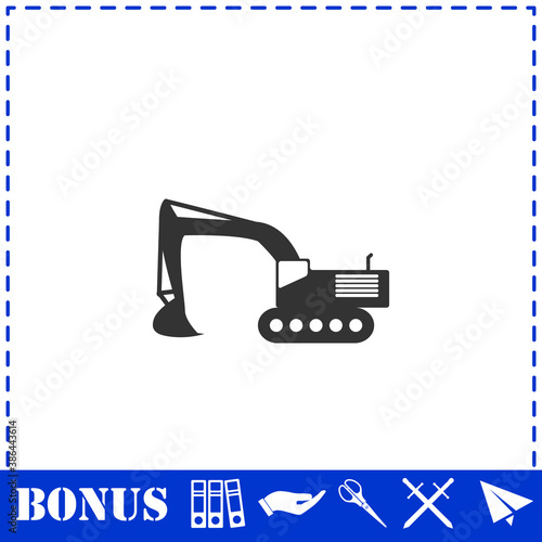 Excavator icon flat