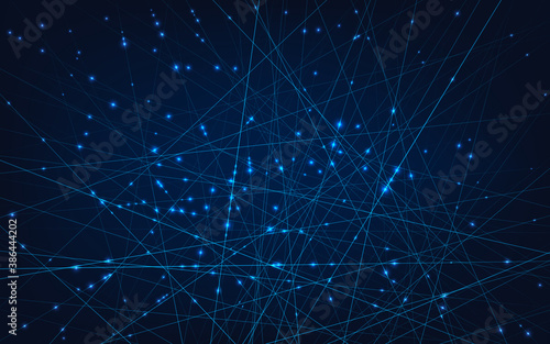 Neural Networks. Lines and Nodes connected into cells computer web. Artificial intelligence and deep learning concept. Vector