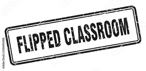 flipped classroom stamp. square grunge sign on white background