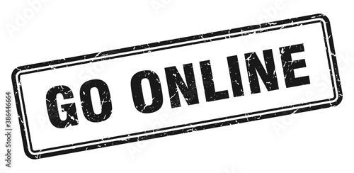 go online stamp. square grunge sign on white background