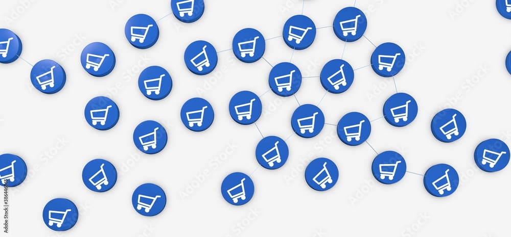 Shopping Cart Flat Design E-Commerce 3d illustration Shopping Cart Flat Design E-Commerce 3d illustration