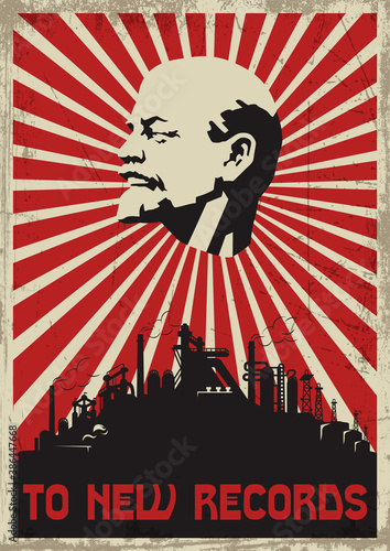 To New Records! Old Soviet Industrial and Social Propaganda Posters Style 