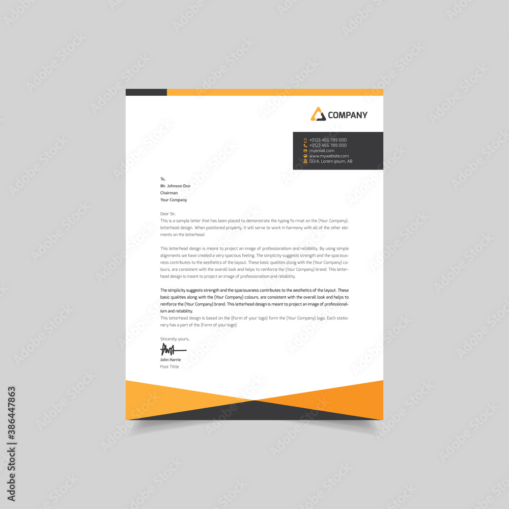Creative & Clean Corporate Business style letterhead design template Vector