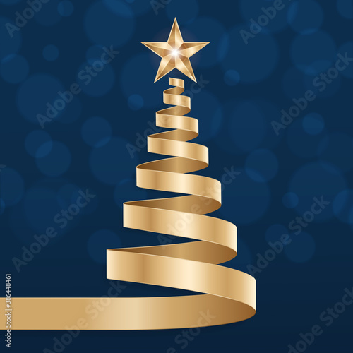 christmas tree stars greetings golden black background