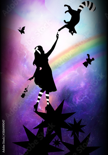 Alice and her Wonderland silhouette art photo manipulation