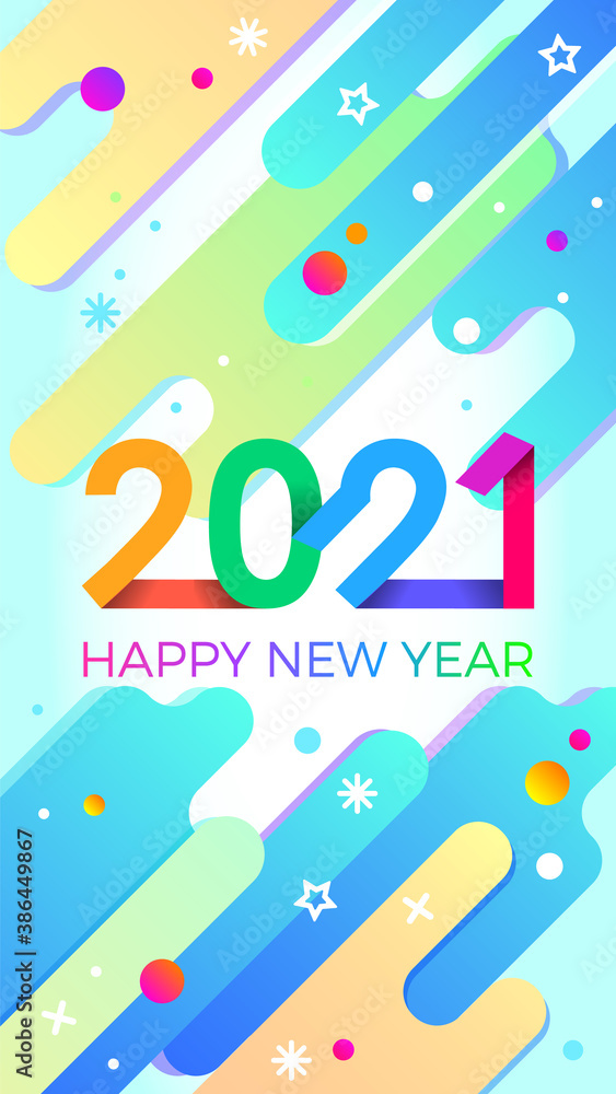 2021 Happy New Year. Paper Memphis geometric bright style for holidays flyers, greetings, invitations, Happy New Year or Merry Christmas cards. Holiday background, poster, banner. Vector Illustration. 2021 Happy New Year. Paper Memphis geometric bright style for holidays flyers, greetings, invitations, Happy New Year or Merry Christmas cards. Holiday background, poster, banner. Vector Illustration.
