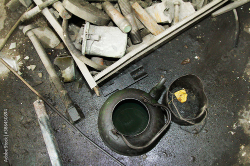 Wallpaper Mural iron objects located on the territory of a plant for the production of iron steel and cast iron at a metal foundry or metal rolling plant Torontodigital.ca