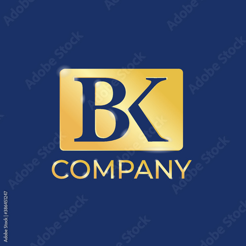 BK Logo Design Template. Luxury Gold Plat Letter Vector