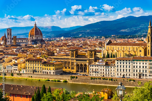 Florence Cityscape skyline with Arno river landmark of Tuscany Italy