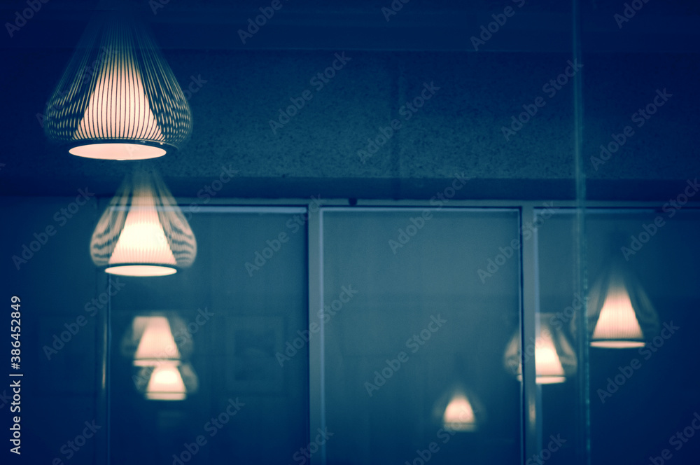 Lamp reflections in the mirror. Lamp reflections in the mirror.