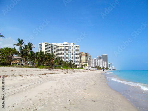 Coast of Miami Beach, Florida, USA. Beautiful view of the beach. Travel vacation concept.