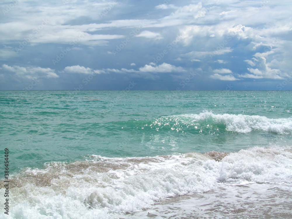 Coast of Miami Beach, Florida, USA. Beautiful view of the beach. Travel vacation concept.