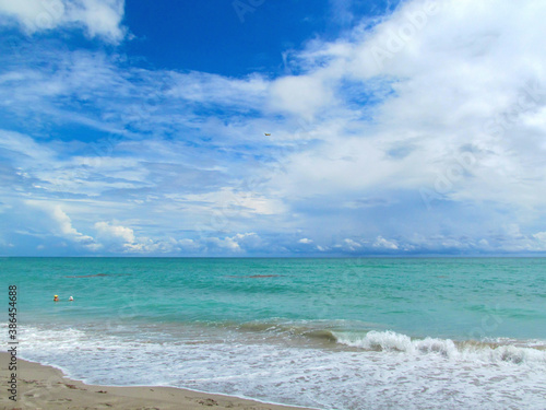 Coast of Miami Beach  Florida  USA. Beautiful view of the beach. Travel vacation concept.