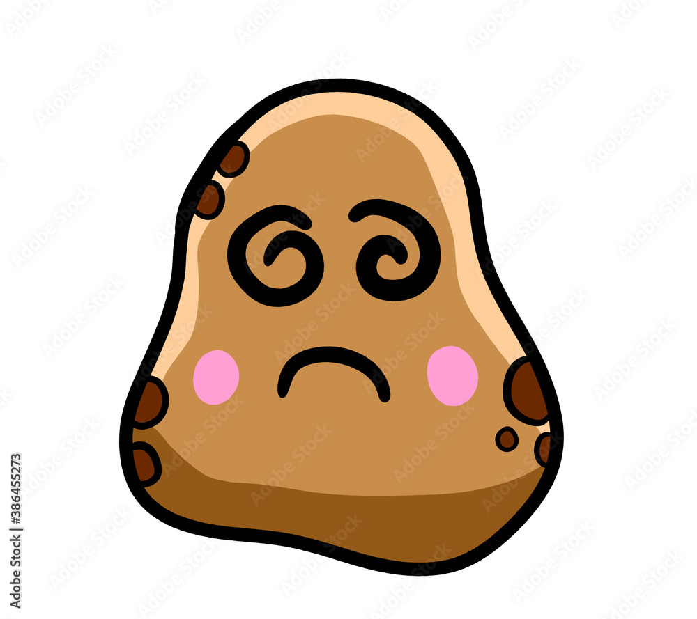 Cartoon Stylized Confused Potato Emoticon Cartoon Stylized Confused Potato Emoticon