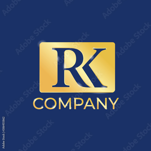 RK Logo Design Template. Luxury Gold Plat Letter Vector
