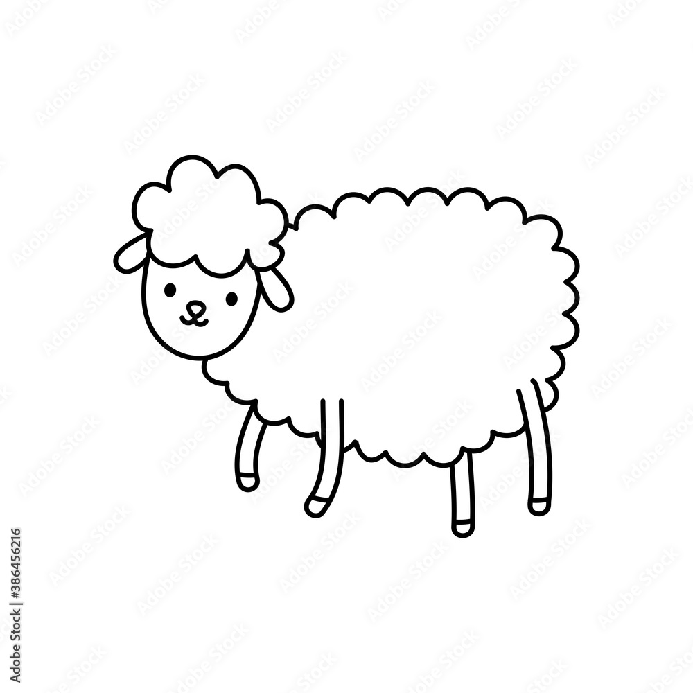 Obraz premium cartoon sheep icon, line style