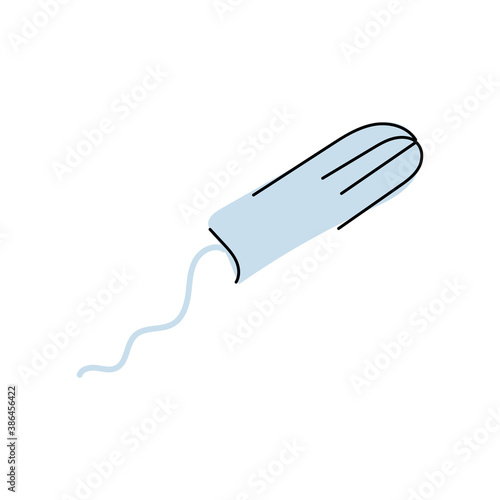 Hand-drawn vector illustration of feminine hygiene tampons. Menstrual cycle. The background is white. Flat.