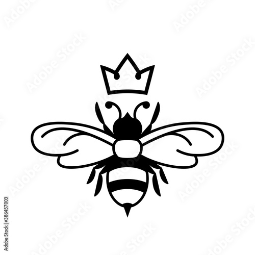 Queen bee glyph icon. Clipart image isolated on white background.