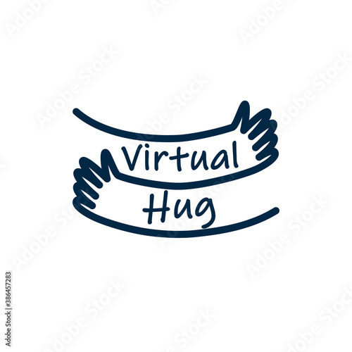 Virtual hug line icon. Clipart image isolated on white background.