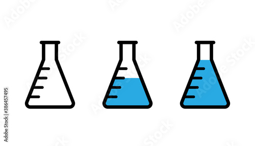 Erlenmeyer flask icon set. Clipart image isolated on white background.