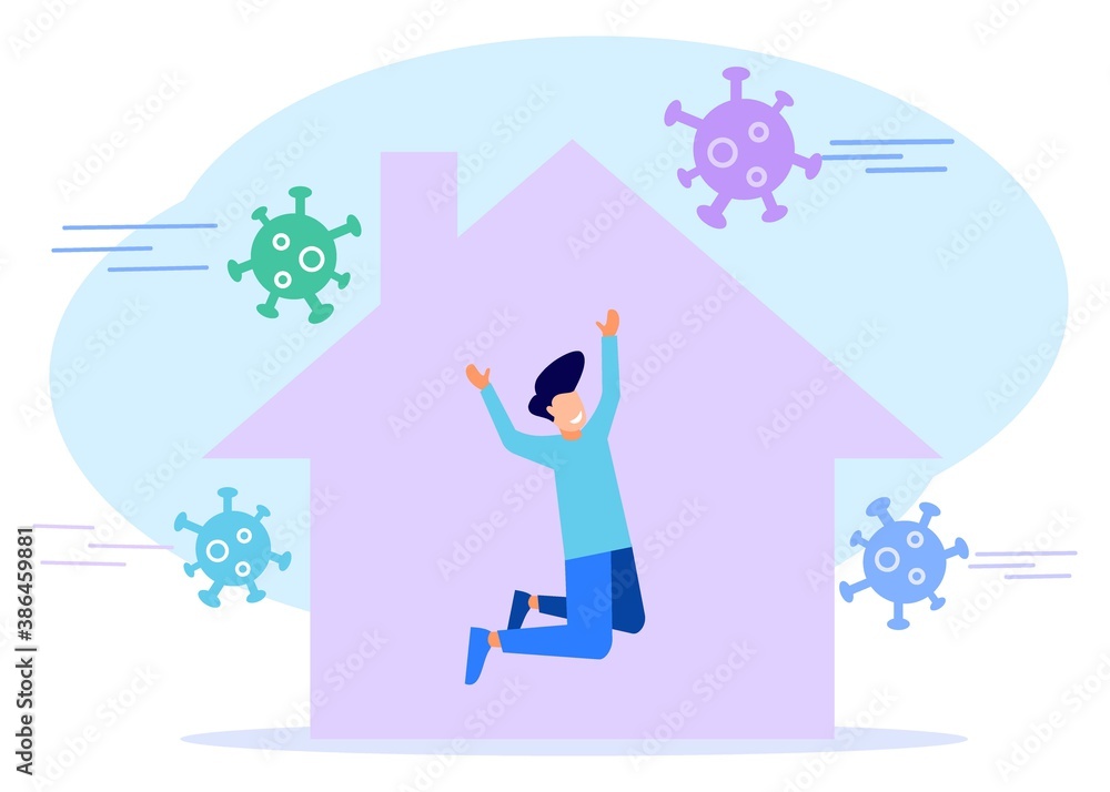 Illustration vector graphic cartoon character of stay at home Illustration vector graphic cartoon character of stay at home
