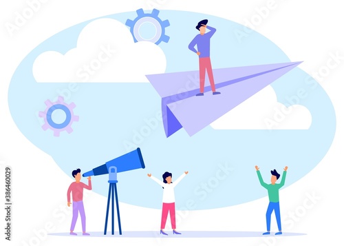 Illustration vector graphic cartoon character of achieving goals