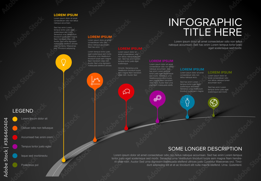 Infographic Layout Road Timeline with Droplet Pointers Stock Template ...