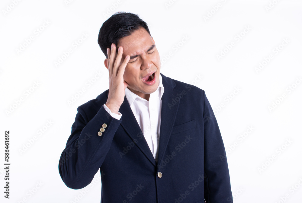 Business man making boring face and yawning Business man making boring face and yawning