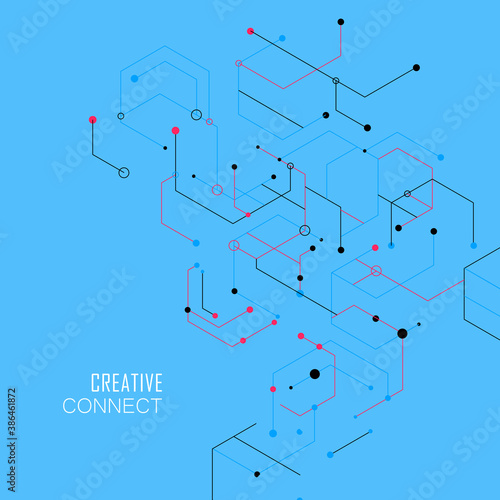 Abstract geometric background with color connect hexagon
