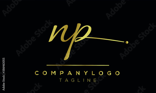 NP initials monogram letter text alphabet logo design