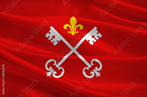 Flag of Louhans in Saone et Loire of Burgundy, France