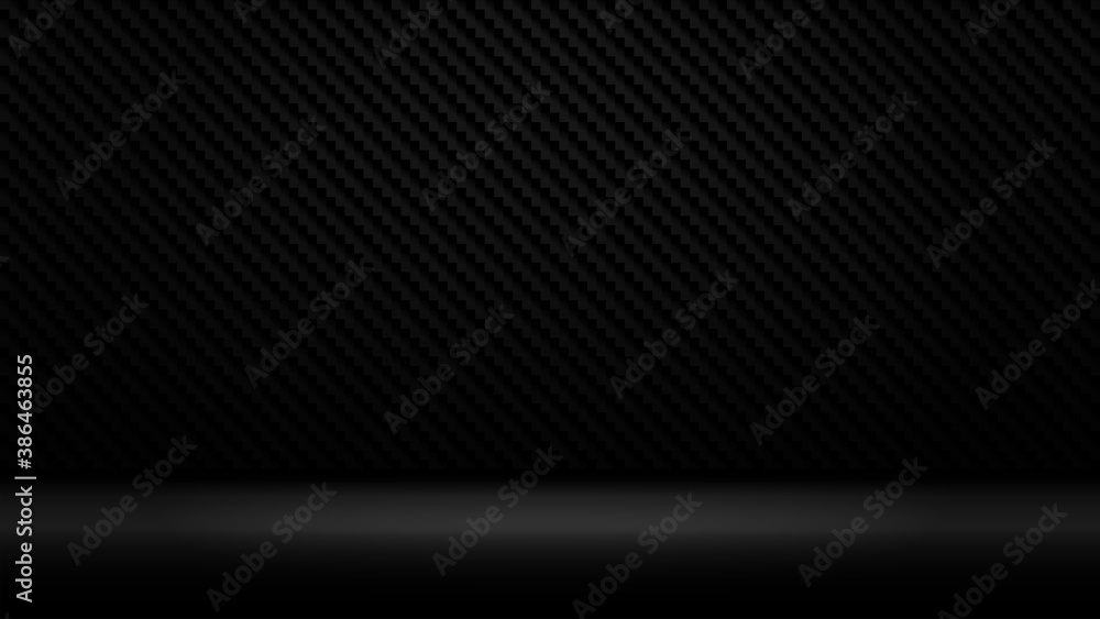 Fototapeta premium Black carbon fiber room gradient wallpapers, Background image. 