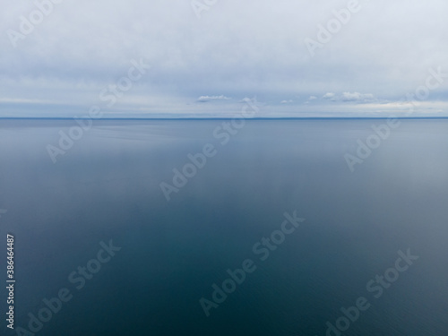 Aerial View of Lake Superior near Duluth, MN on Summer Day with Clouds.